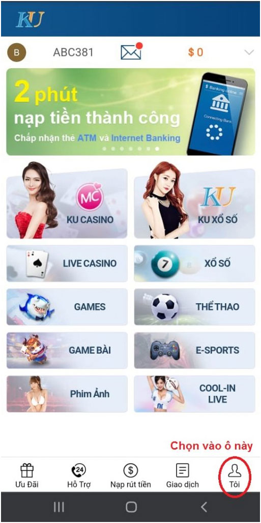 Hướng dẫn tải KU Casino chi tiết 02