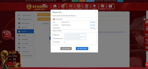 Nạp tiền vào tài khoản Sodo66 cực dễ dàng qua biểu mẫu đơn giản