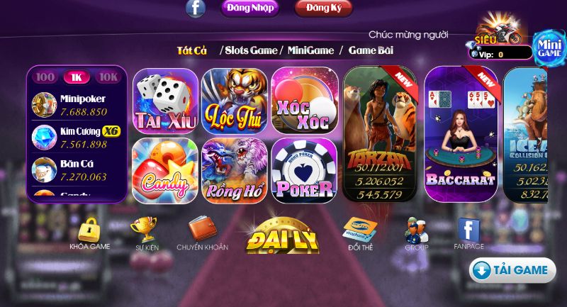 Tải Siêu Nổ Hũ thỏa sức chơi các loại game đổi thưởng